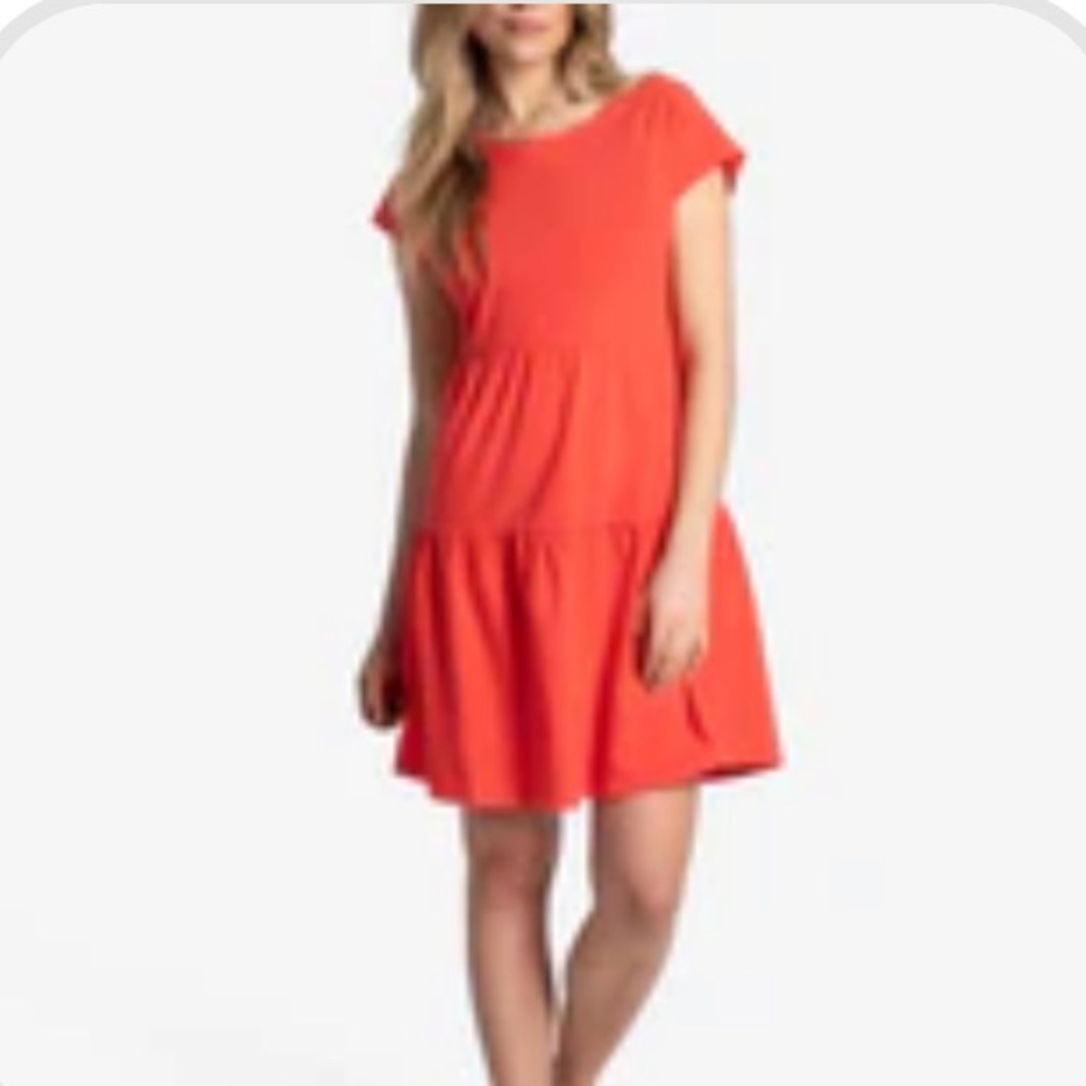 Lolë Olivie short-sleeve dress in coral